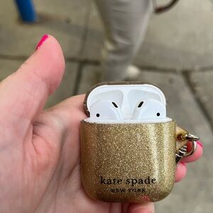 AirPods with Gold kate Spade case